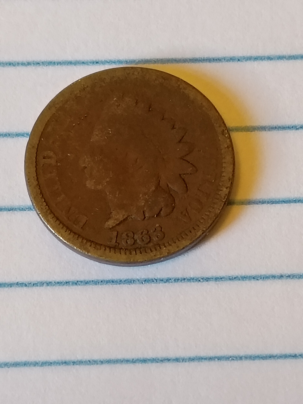 Vintage 1863 Indian Head Style Coin - Copper Tone